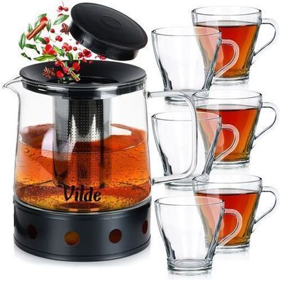 Kaffee- und Teegläser mit Kanne und Teesieb 250 ml / 1,5 l, 7 Stück