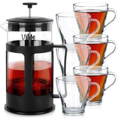 Kaffee- und Teegläser mit Kolbeneinsatz 250 ml / 1 l, 7 Stück