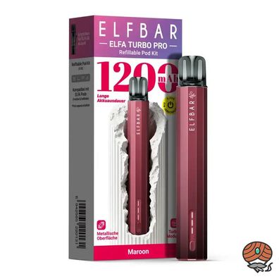 ELFBAR Elfa Turbo PRO Refillable Pod KIT, wiederbefüllbares Podsystem, Maroon
