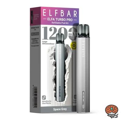 ELFBAR Elfa Turbo PRO Refillable Pod KIT, wiederbefüllbares Podsystem, Space Grey