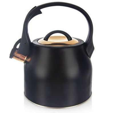 Wasserkocher mit Pfeife, Stahl, schwarz, gold, 3 l