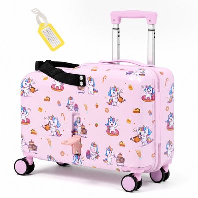 Scooter Koffer, Kinderkoffer mit Sitzfunktion, 45L Ride-on Trolley für Kinder