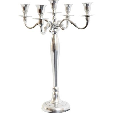 Deko Kerzenständer Kerzenhalter 5 armig poliertes Aluminium silber Höhe 40,5 cm