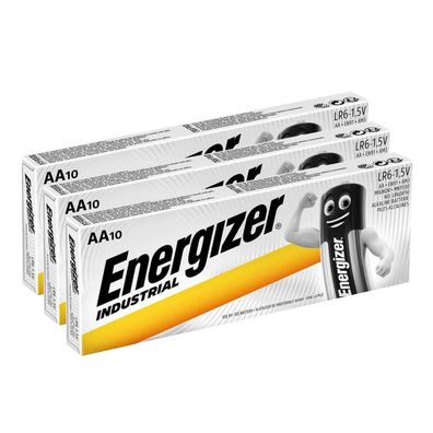 30 x Energizer Industrial AA Mignon Alkaline MN1500 LR6 1,5V im Karton