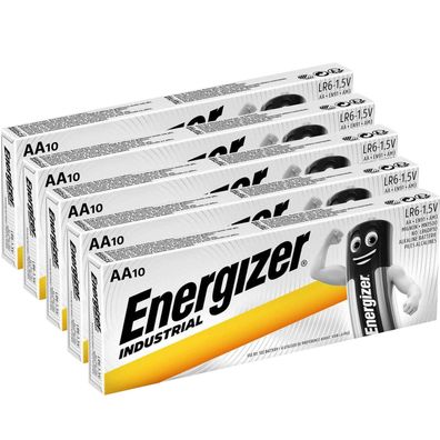 50 x Energizer Industrial AA Mignon Alkaline MN1500 LR6 1,5V im Karton