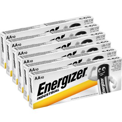 60 x Energizer Industrial AA Mignon Alkaline MN1500 LR6 1,5V im Karton