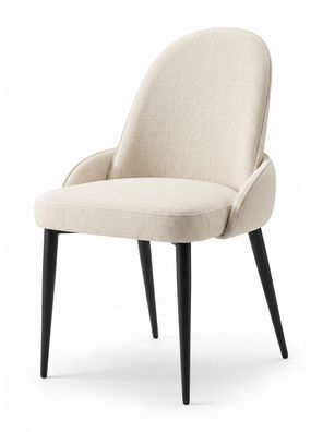 Exquisiter Esszimmerstuhl Beige Creme Stoff Küchenstuhl Kultivierter