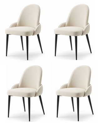 Gepflegter Esszimmerstühle 4x Set Beige Cremeweiße Minimalistic Luxury
