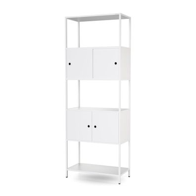 Regal für Ordner , Büroregal, offene Fachböden, Metall, weiß, 800 × 2200 × 400 mm