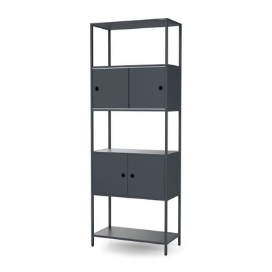 Aktenschrank für das Büro, offene Fachböden, aus Metall in Anthrazit, 80 × 220 × 40cm
