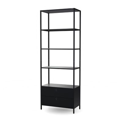 Büroregal mit Schubladen für Ordner aus Metall, schwarz, 800 × 2200 × 400 mm