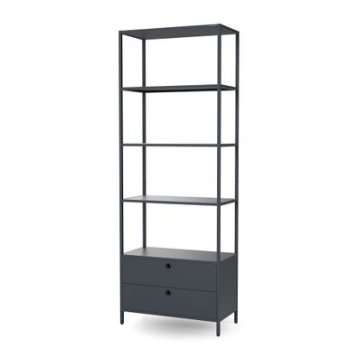 Büroregal mit Schubladen für Ordner offene Fachböden, aus Metall, 800 × 2200 × 400 mm