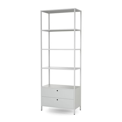 Büroregal mit Schubladen für Ordner, offene Fachböden aus Metall 800 × 2200 × 400 mm