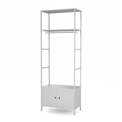 Büro-Regal mit Kleiderstange aus Metall, grau, 800 × 2200 × 400 mm