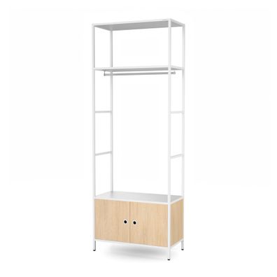 Büro-Regal mit Kleiderstange, für Empfangsbereiche aus Metall, 800 × 2200 × 400 mm