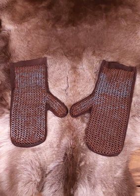 Kettenfäustlinge, ID 6mm unbehandelt, Leder, mit Mängeln