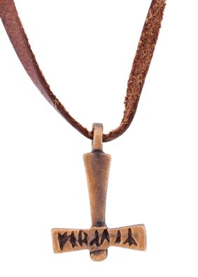 Kettenanhänger Thorshammer mit Runeninschrift, Bronze
