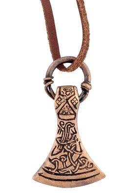 Kettenanhänger Wikingeraxt mit Ring, Bronze