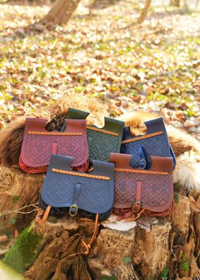 Mittelalter Gürteltasche Dordrecht, Ledertasche mit Beuteln, 14.-15. Jh
