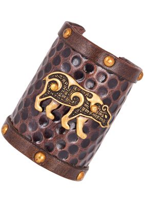 Armschützer aus Leder, Keltischer Bär-Motiv