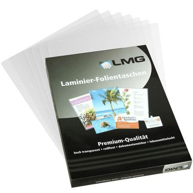 LMG LMGA4-125 Laminierfolien glänzend A4, 216 x 303 mm, 2 x 125 mic, 100 Stück