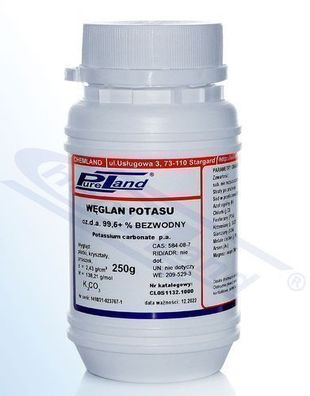 PureLand Kaliumkarbonat wasserfrei chda op.250g HDPE Flasche
