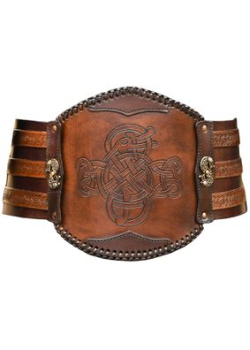 Wikinger Ledergürtel mit Prägung, braun