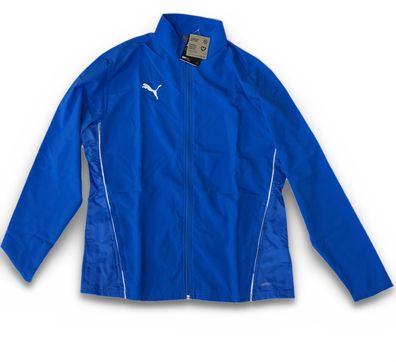 PUMA teamGOAL Sideline Jacke Trainingsjacke Blau Weiß Größe L Fußball