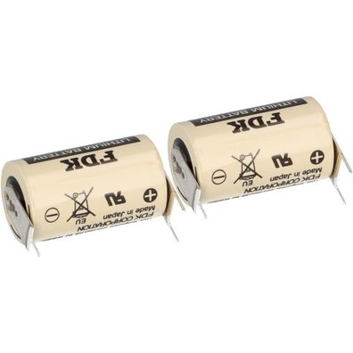 2x FDK CR14250SE-FT1 3V 850mAh 1/2AA Lithium Batterie – 3 Printpins