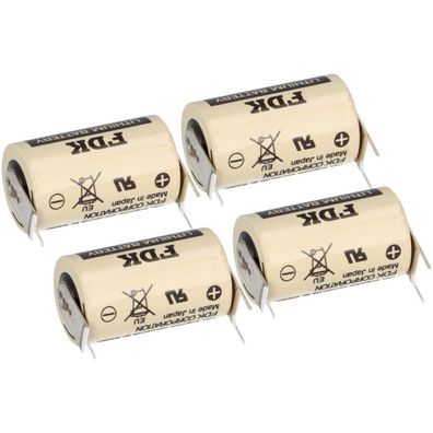 4x FDK CR14250SE-FT1 3V 850mAh 1/2AA Lithium Batterie – 3 Printpins