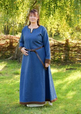 Wikinger Wollkleid Lykka, blau-braun