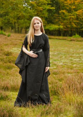 Mittelalter Kleid Ingrid mit Schnürung am Rücken, schwarz