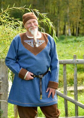 Wikinger Wolltunika Esben, blau-braun