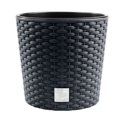 Blumentopf Blumenkübel Rattanoptik Übertopf Pflanzkübel Round 20cm Anthrazit
