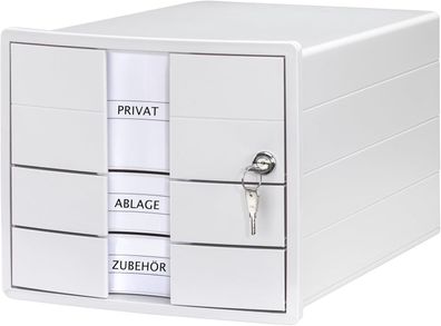 HAN Schubladenbox IMPULS 2.0 abschließbar mit 3 geschlossenen Schubladen für DIN A4/C