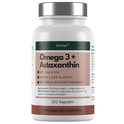 EXVital® Omega 3 + Astaxanthin Kapseln mit Vitamin E, 120 Stück