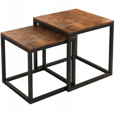 2-in-1-Klapptisch - Set aus zwei Loft-Tischen, rustikales Braun
