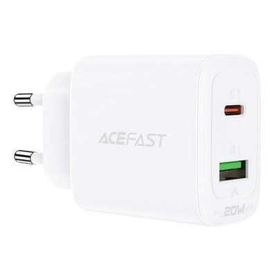 Acefast USB-C/USB Netzladegeraet 20W, PPS, PD, QC 3.0, AFC, FCP, Weiss (Modell A25