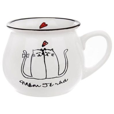 Keramiktasse mit Katzenmotiv, 300 ml