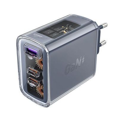 Acefast GaN Ladegeraet 65W, 3 Ports (1x USB, 2x USB-C), Grau (A45)