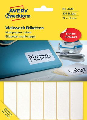 Avery Zweckform 3328 Haushaltsetiketten selbstklebend (76 x 19 mm, 324 Aufkleber auf