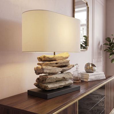 cagü: DESIGN Tischlampe Tischleuchte (TIMOR] BEIGE Treibholz Handgefertigt 55cm