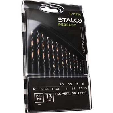 HSS-Metallbohrerset 13-teiliges Spiralbohrerset STALCO Perfect S-71836