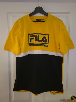Fila T-Shirt Herren XL – Gelb Schwarz Weiß – Logo Print – sehr guter Zustand