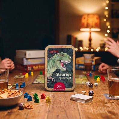 Die Spiegelburg T-Rex World Saurier Quartett Kartenspiel Metalldose Dinosaurier