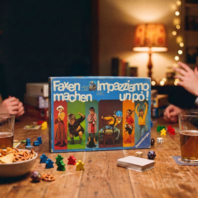 Ravensburger Faxen machen 1979 Pantomime Partyspiel 2-10 Spieler DE/IT Vintage