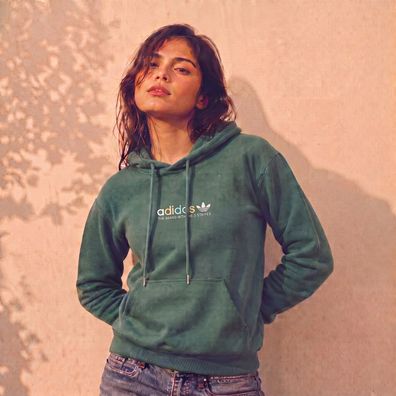 Adidas Originals Hoodie Damen XS Grün Kapuzenpullover Trefoil Kängurutasche
