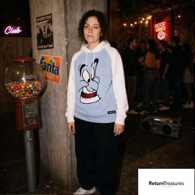 Bobby Abley x Disney Kapuzenpullover Aladdin Dschinni Genie Hellblau Gr. L