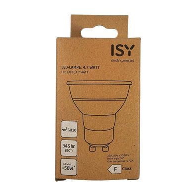 ISY LED GU10 4,7W=50W Äquivalent 345lm Warmweiß 2700K 36° Energieklasse F Neu