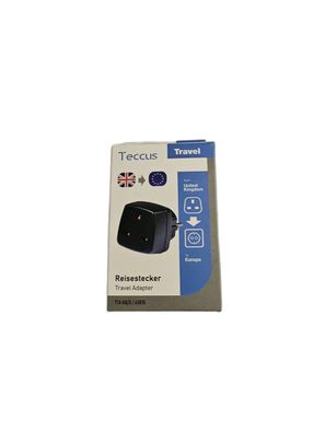 Teccus Vivanco Reisestecker UK nach EU Travel Adapter TTA GB/D 63818 Schwarz NEU